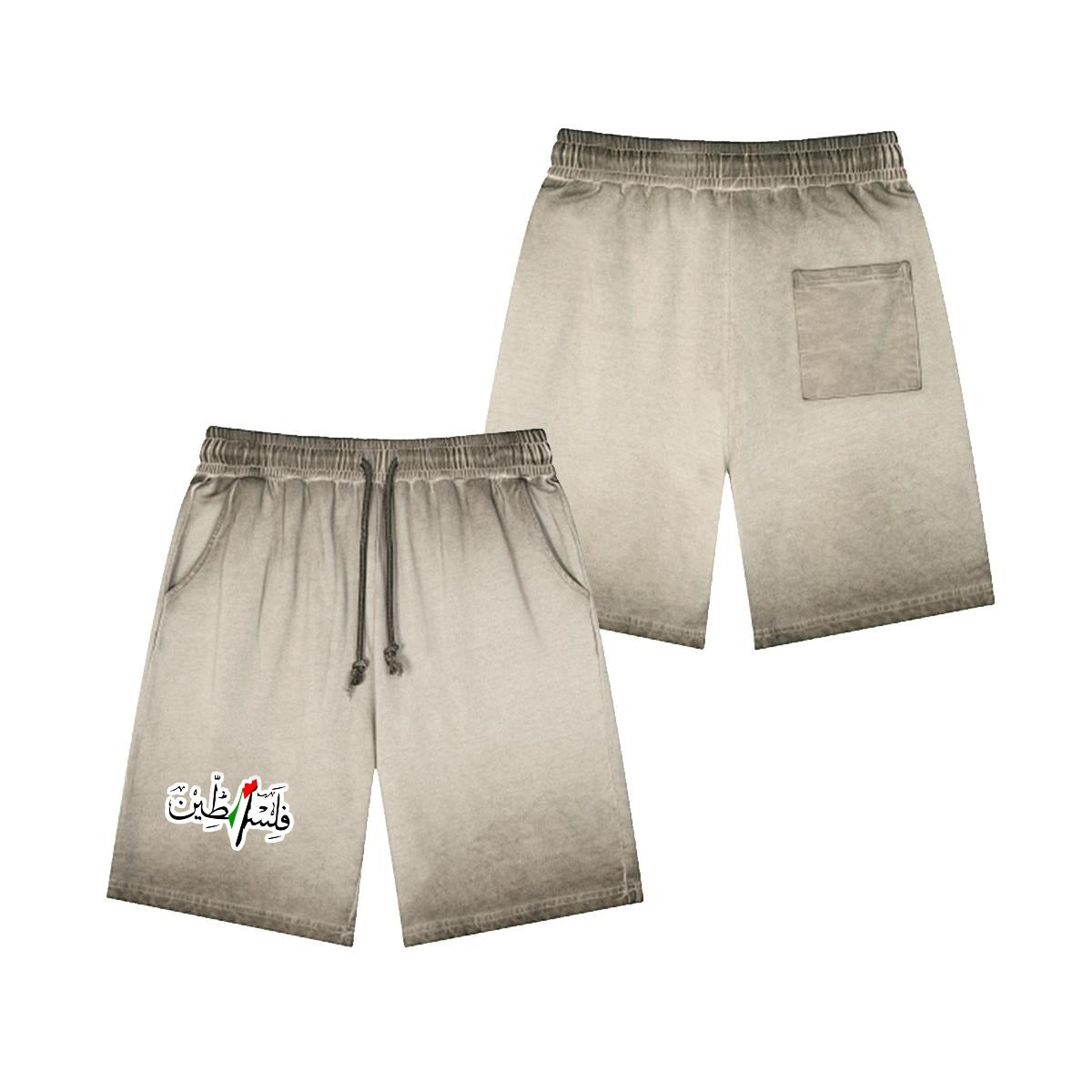Palestinian Men’s Vintage Wash Drawstring Shorts|350GSM DTF