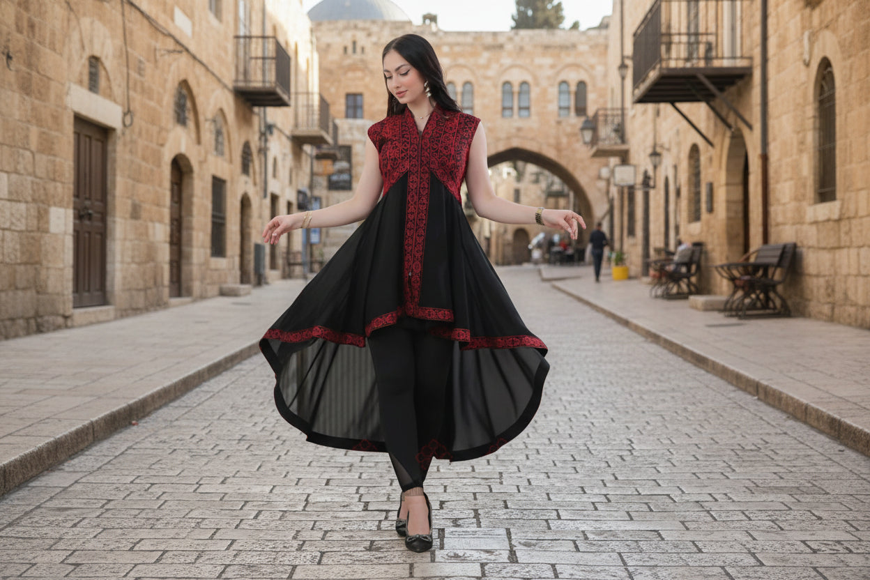 Palestinian Dabkeh Tatreez Handmade Embroidered Costume Dress