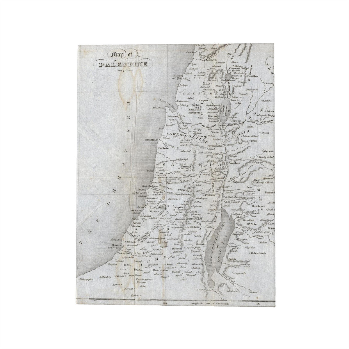 Map of Palestine Canvas with Mounting Brackets 12x16in (vertical)