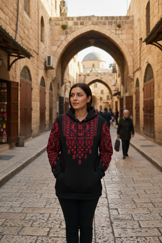 Unisex Tatreez Print Crewneck Hoodie