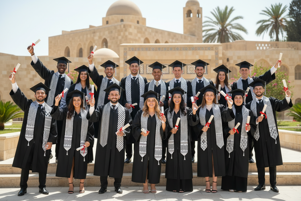 Double-Sided Kuffiyeh Print Graduation Stole Sash (V-Shaped)
