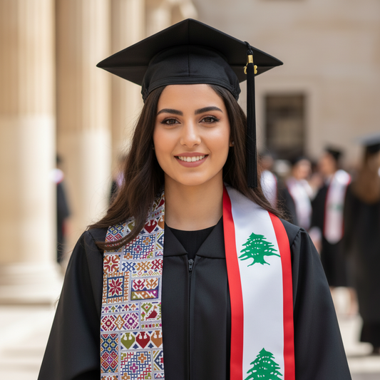 Lebanese Flag Tatreez Print Graduation Sash