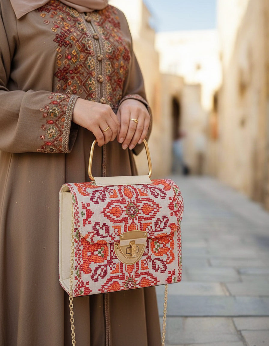 Stylish Designer Authentic Handmade Embroidered Palestinian Tatreez Handbag
