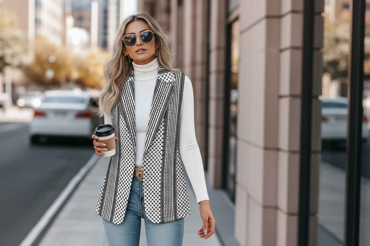 Palestinian Woman Kuffiyeh Loose women's suit vest