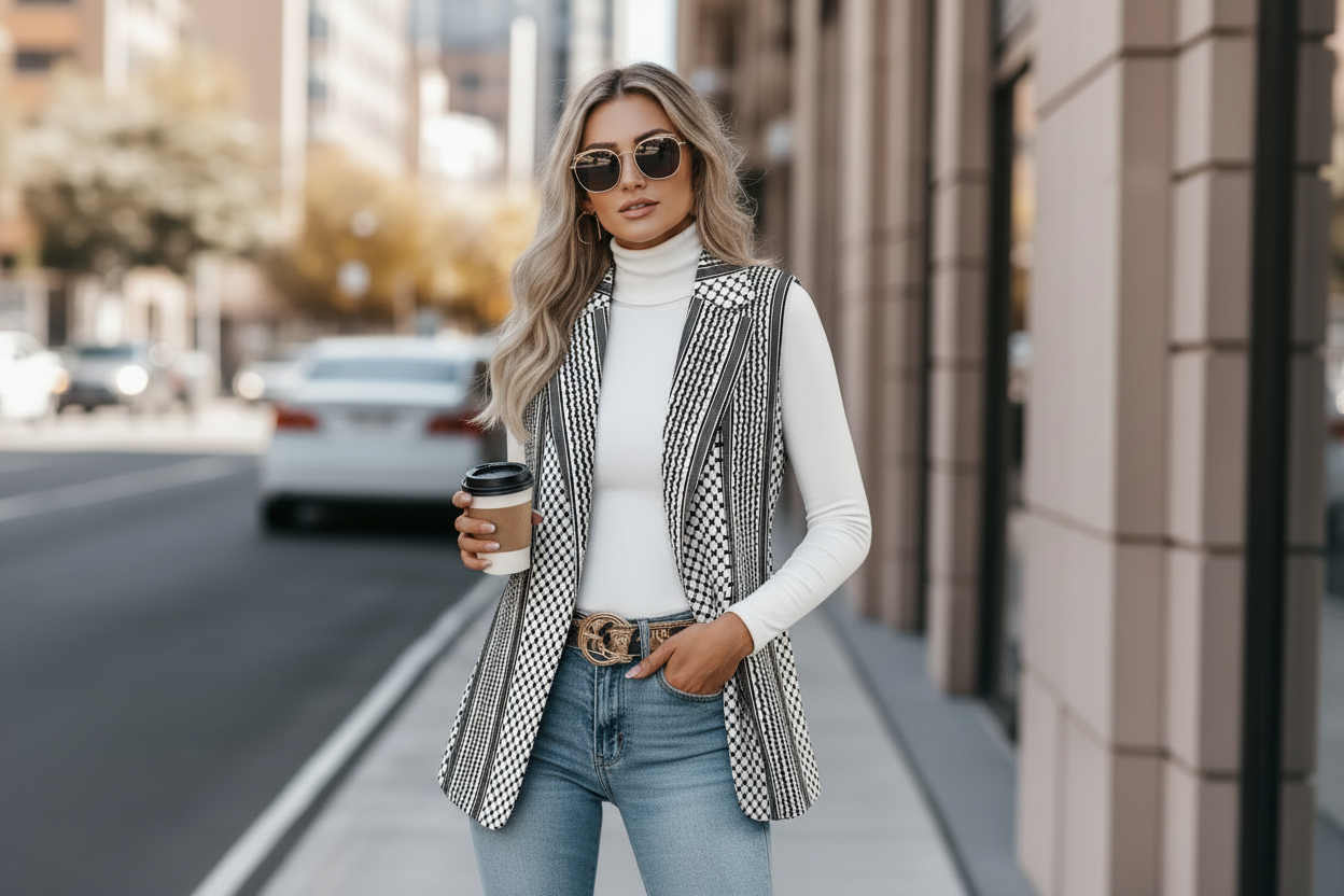 Palestinian Woman Kuffiyeh Loose women's suit vest