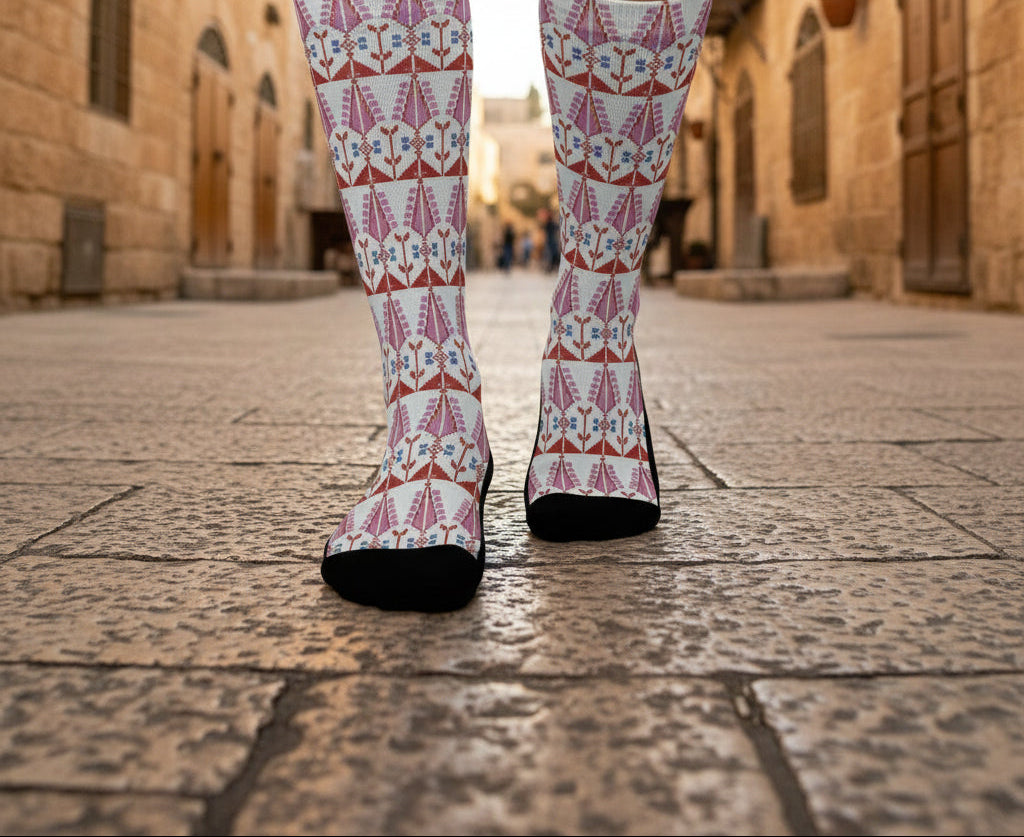 Palestinian Tatreez print Crew Socks