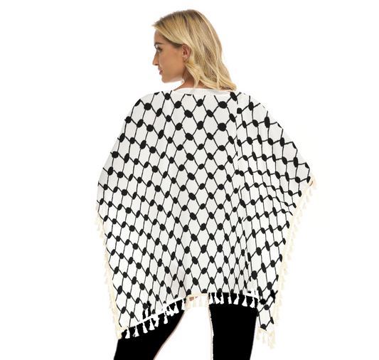 Palestinian Kuffiyeh Kouffiyeh Print Women's Square Fringed Shawl