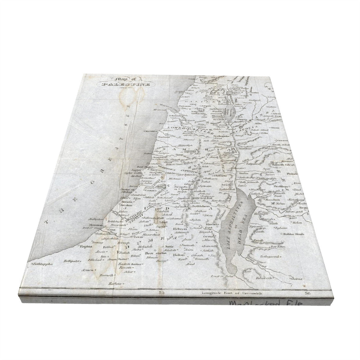 Map of Palestine Canvas with Mounting Brackets 12x16in (vertical)