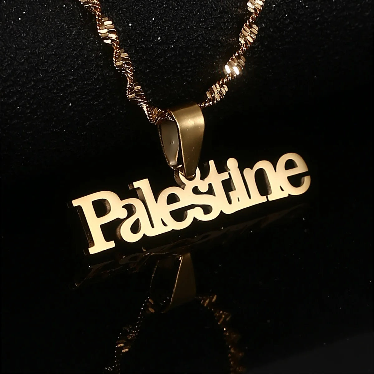 Stainless Steel Palestine Map Pendant Necklace