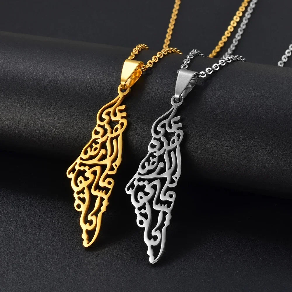 Palestine Map Pendant Necklace Arabic National Jewelry Fashion Stainless Steel