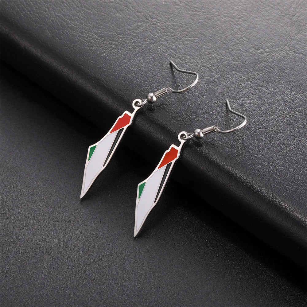 Palestine Map Drop Earrings for Women Stainless Steel Map