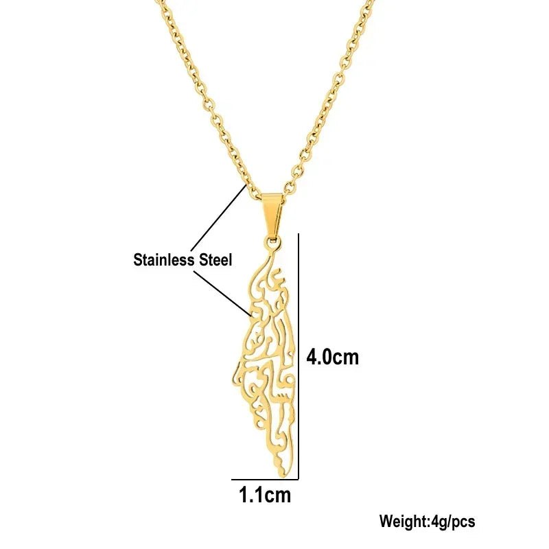 Palestine Map Pendant Necklace Arabic National Jewelry Fashion Stainless Steel