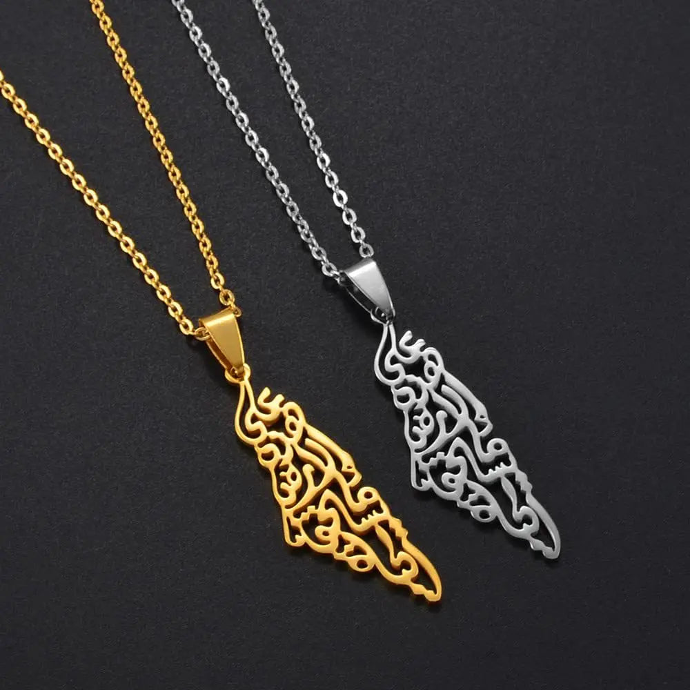 Palestine Map Pendant Necklace Arabic National Jewelry Fashion Stainless Steel