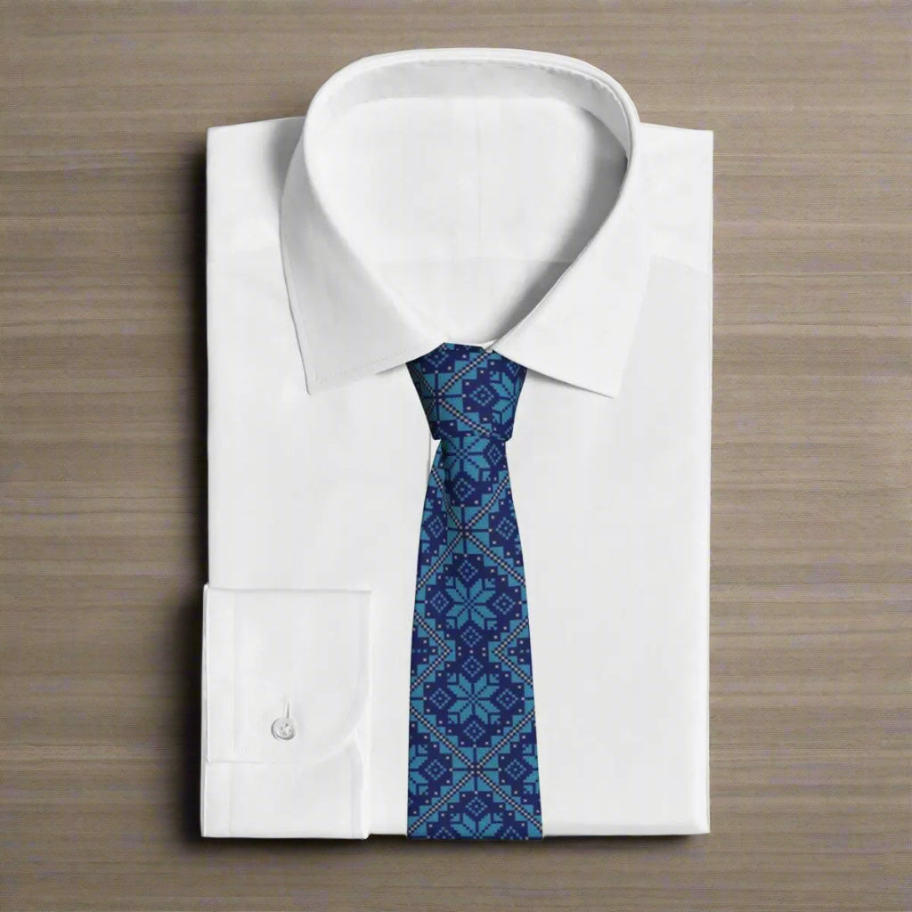 Palestinian Neckties Unisex Tatreez Print Cross Neck Tie -