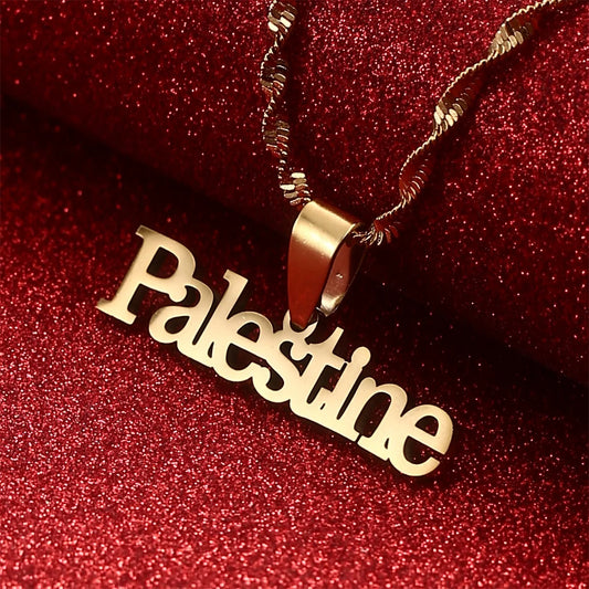 Stainless Steel Palestine Map Pendant Necklace