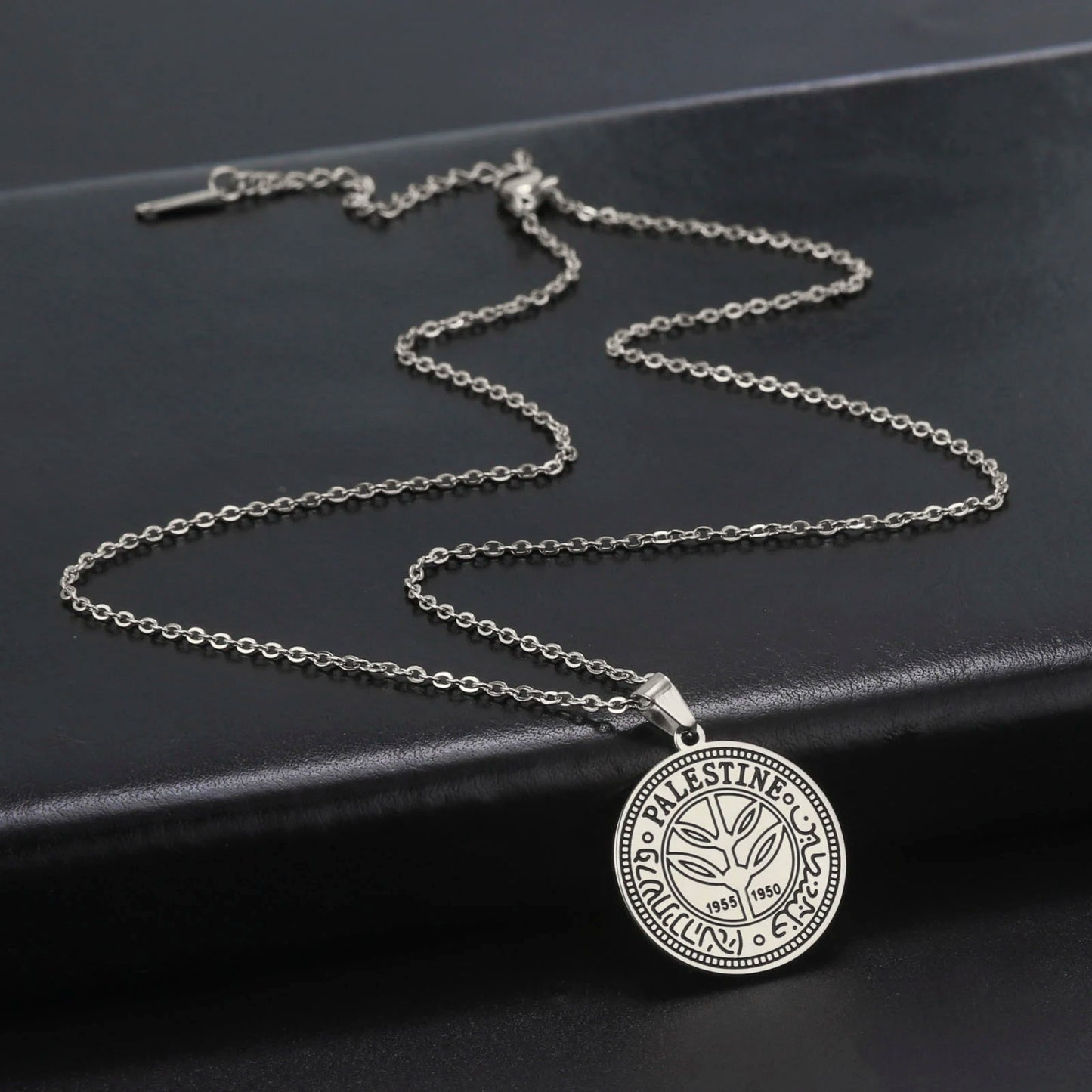 Palestinian 100 Mils Coin Pendant Necklace Fashion Stainless Steel