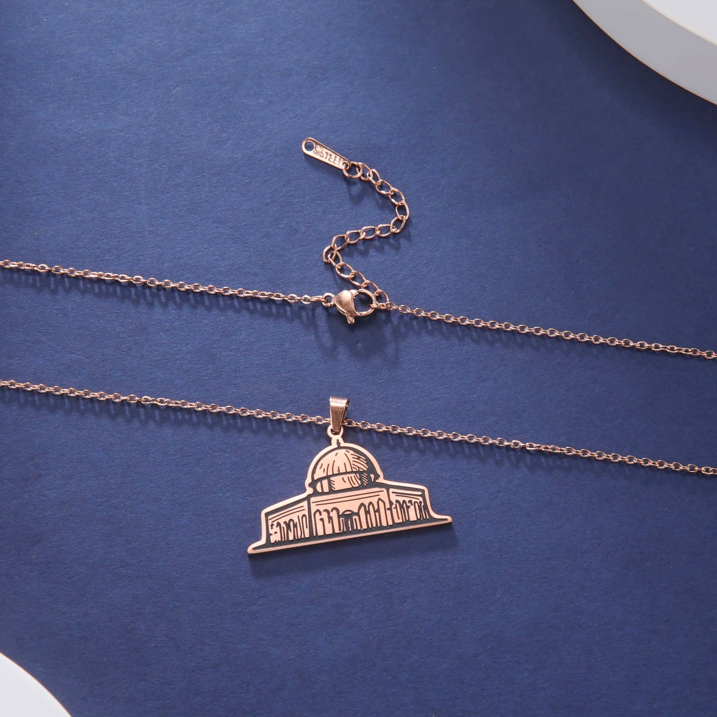 Vintage Islamic Dome of the Rock Mosque Jerusalem Pendant Women's Necklace Stainless Steel Jewelry