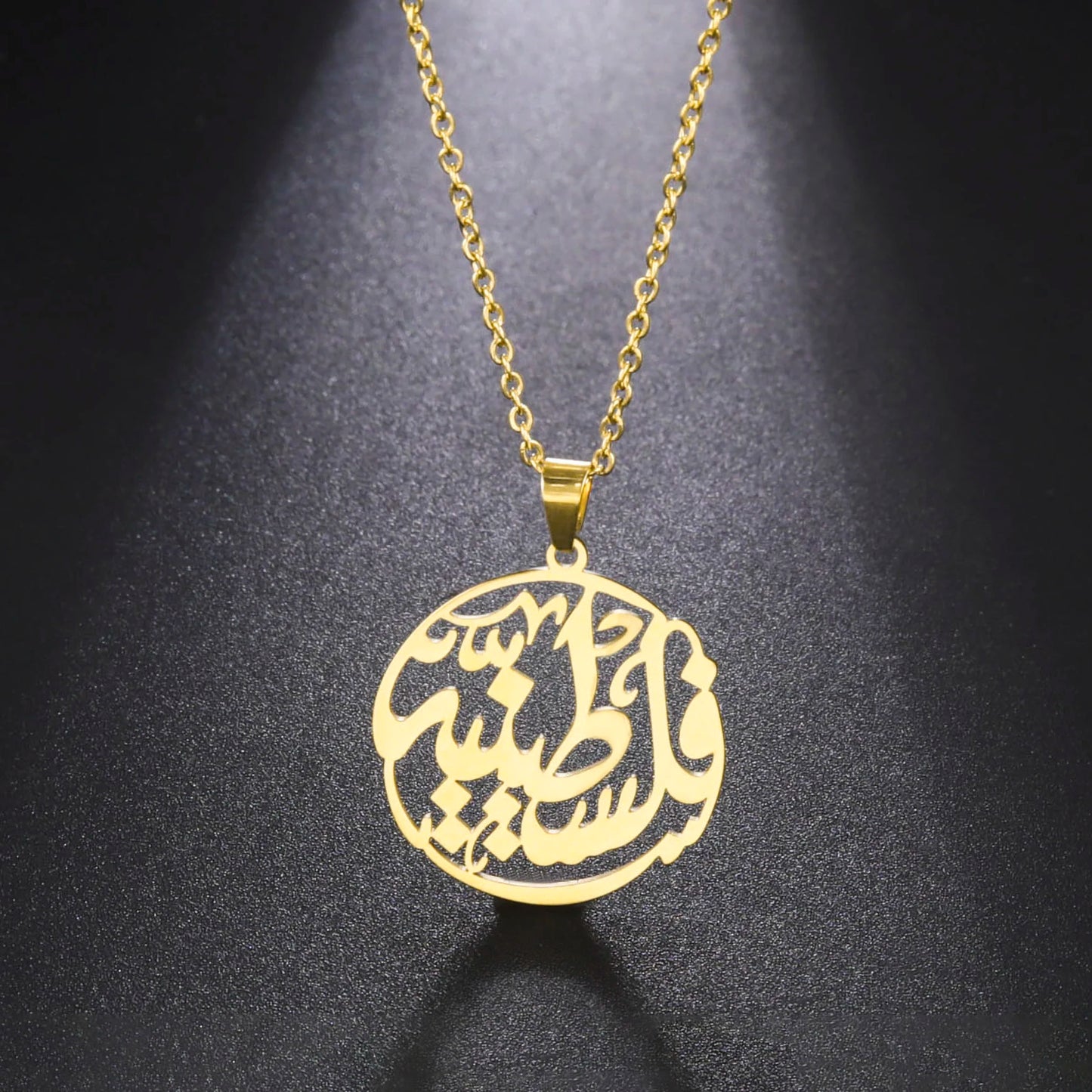 Palestine Round Pendant Necklace for Women Men Chain Necklace