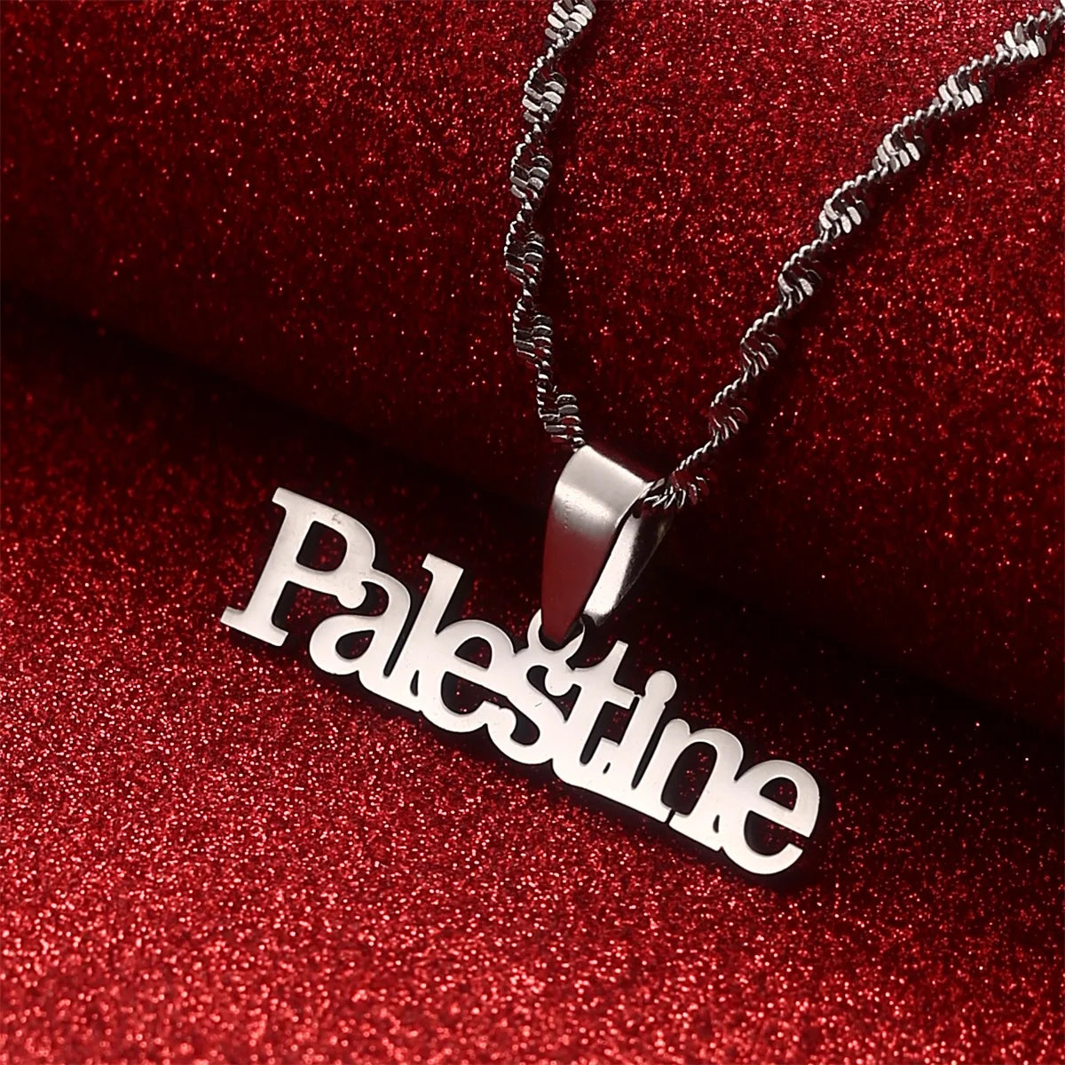 Stainless Steel Palestine Map Pendant Necklace