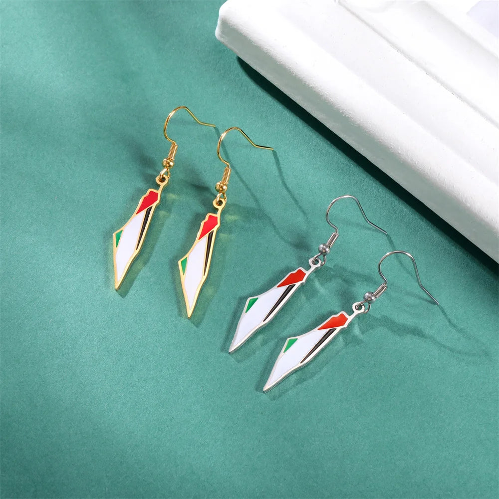 Palestine Map Drop Earrings for Women Stainless Steel Map