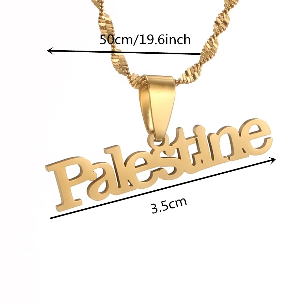 Stainless Steel Palestine Map Pendant Necklace