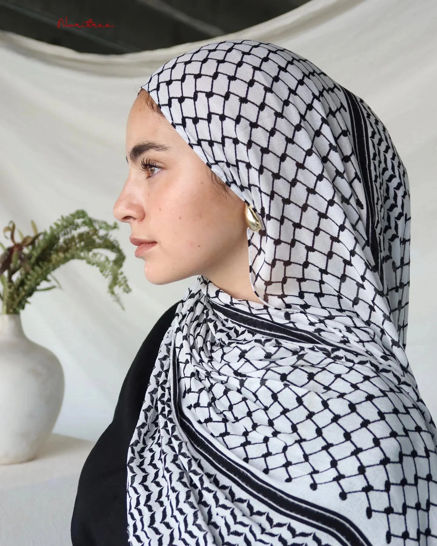 Palestinian Kuffiyeh Breathable Chiffon Hijab Vintage Printed Scarf