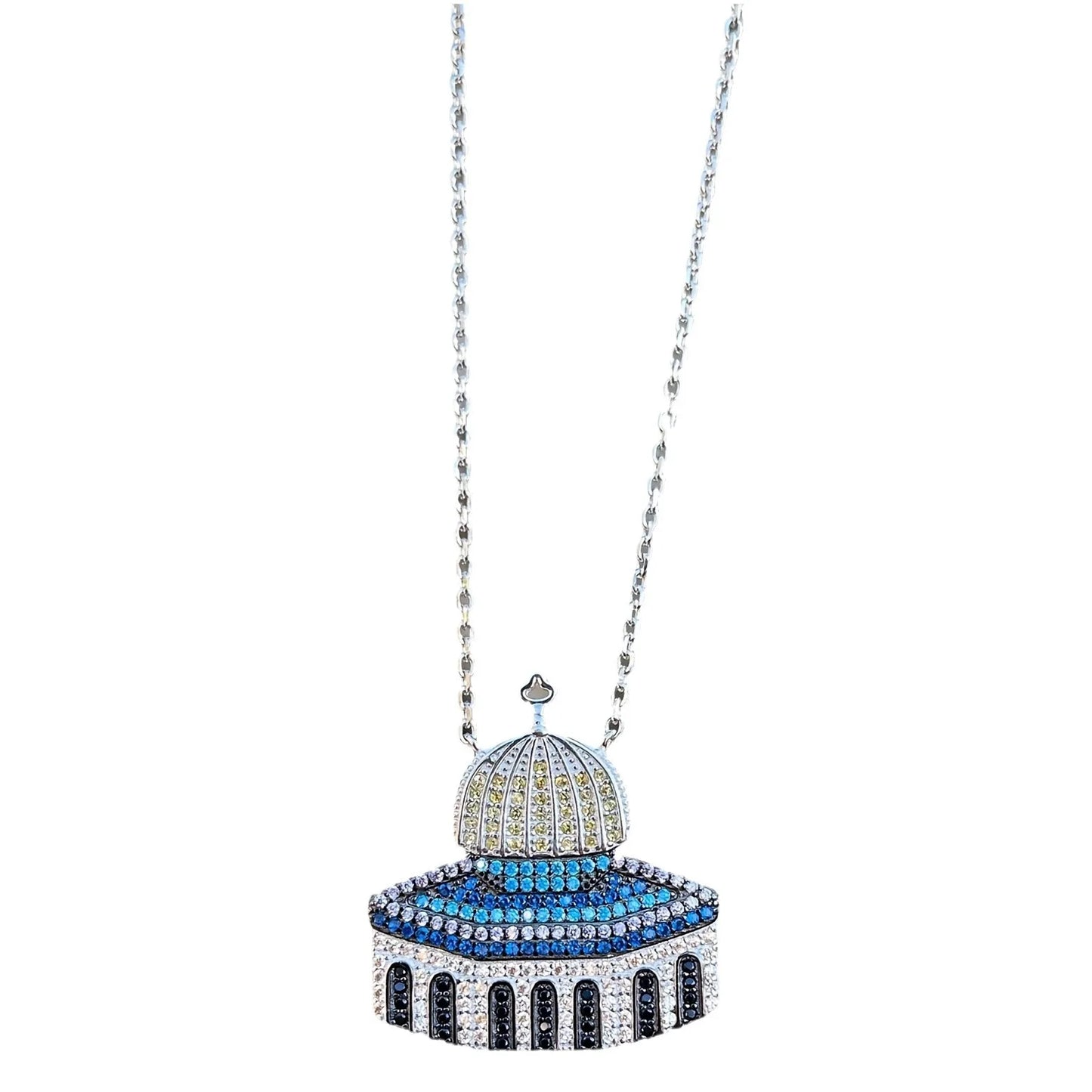 Stainless Steel Dome of the Rock (Arabic: قبة الصخرة) Mosque, Pendant Necklaces Islamic Ethnic Keffiyeh