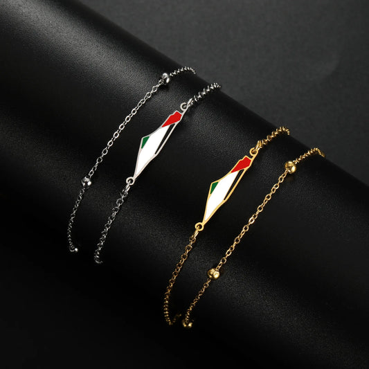 Stainless Steel Palestine Map Bracelet For Women Jewelry