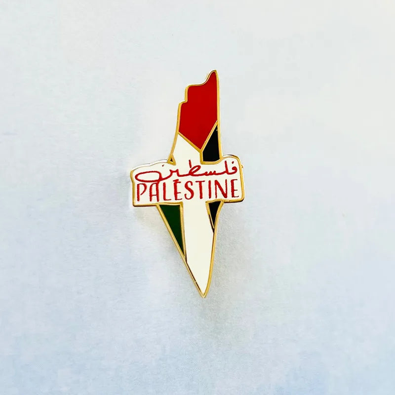 Palestinian Flag Stainless Steel Brooch For Men Women Badge Jewelry Accessories