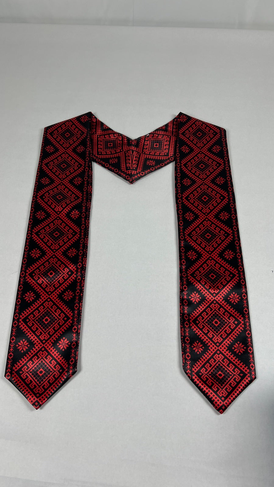 Palestinian Tatreez Print Graduation Stole, Red