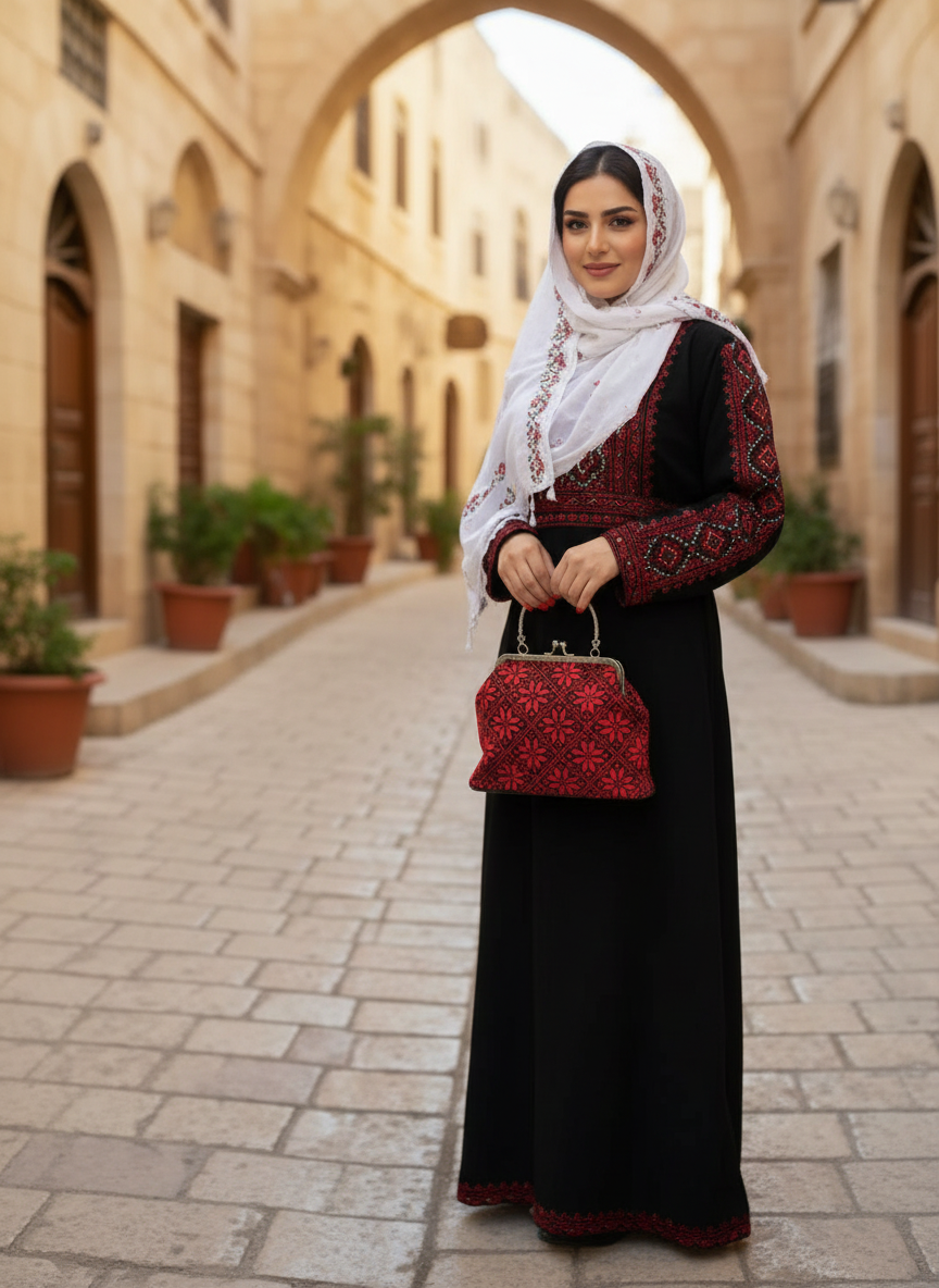 Stylish Designer Vintage Authentic Handmade Embroidered Palestinian Tatreez Handbag