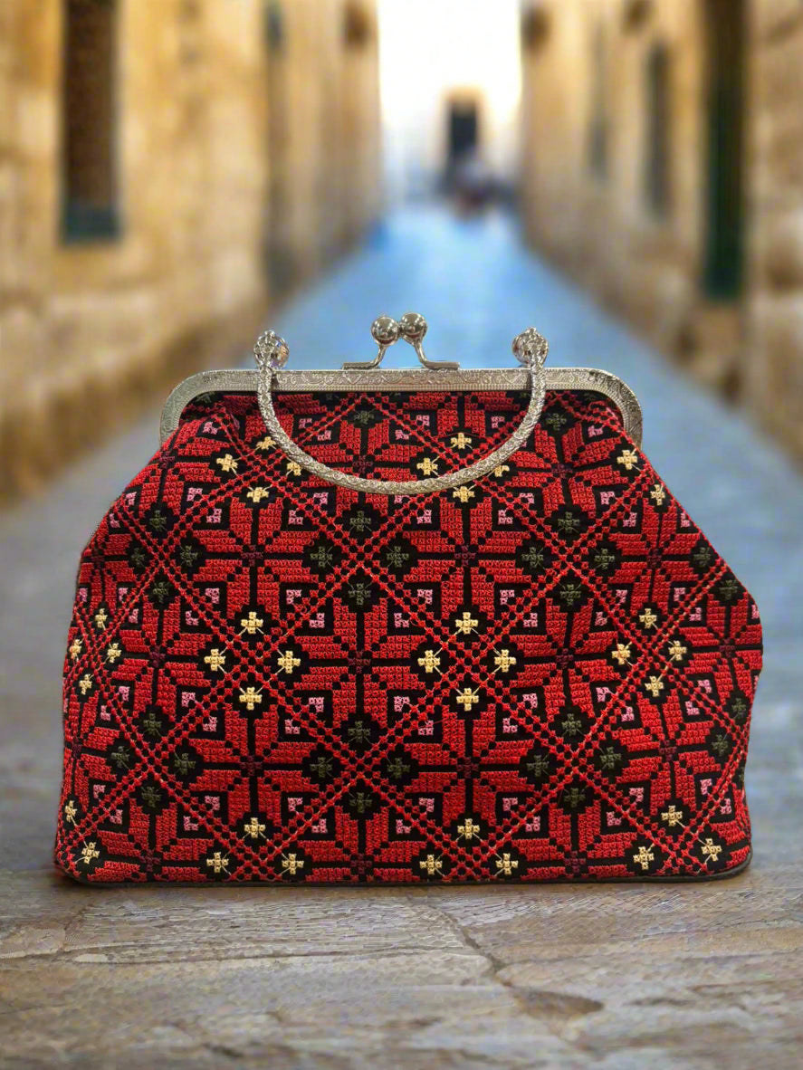 Stylish Designer Vintage Authentic Handmade Embroidered Palestinian Tatreez Handbag