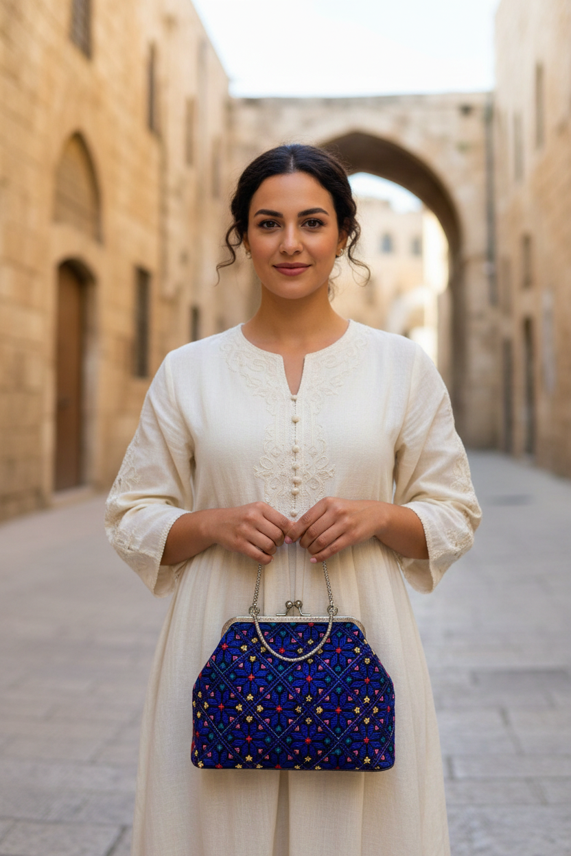 Stylish Designer Vintage Authentic Handmade Embroidered Palestinian Tatreez Handbag