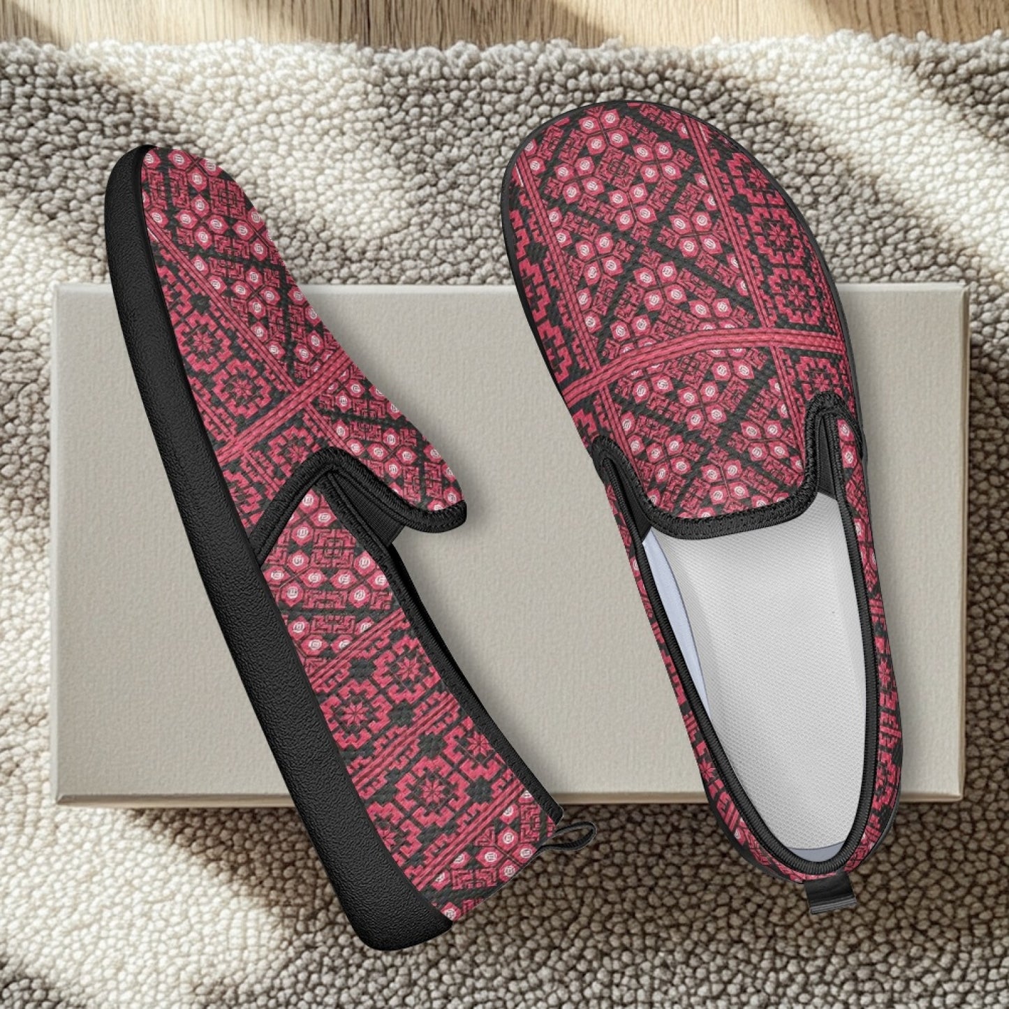 Palestinian Tatreez Print Flat Mesh Shoes