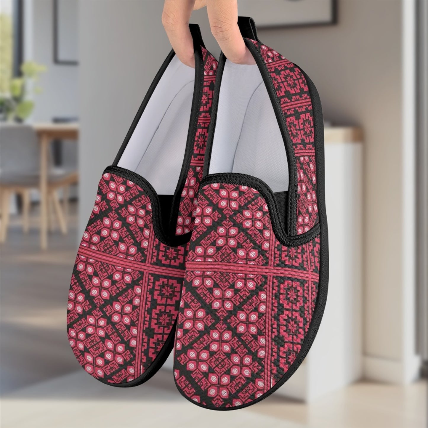 Palestinian Tatreez Print Flat Mesh Shoes