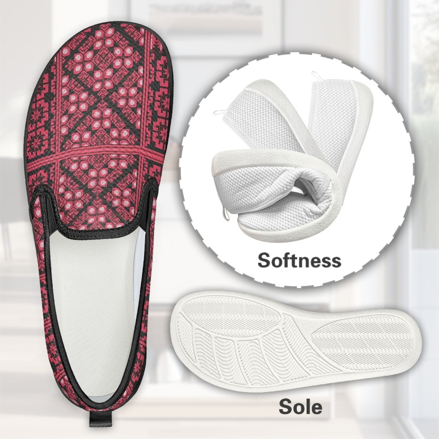 Palestinian Tatreez Print Flat Mesh Shoes