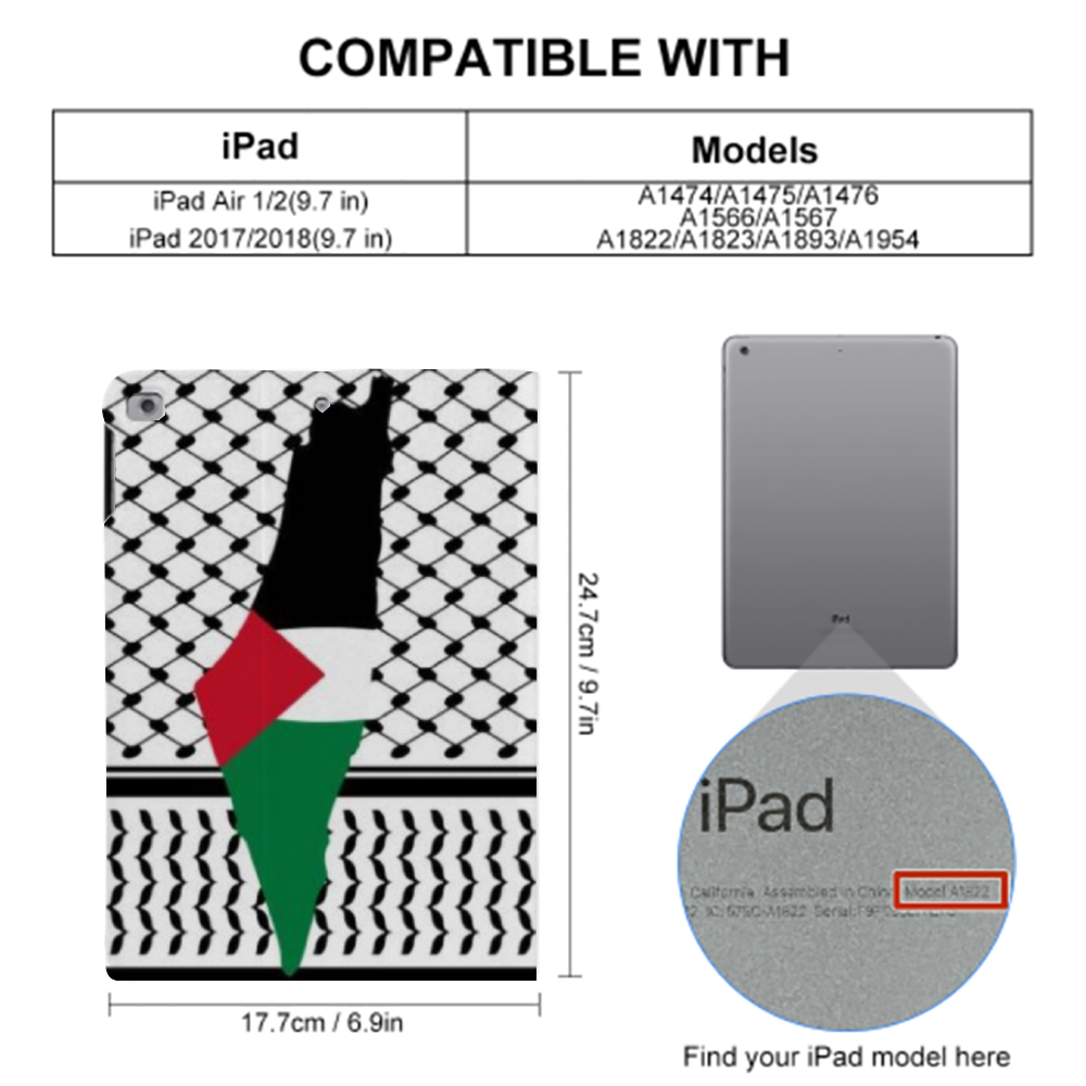 Palestinian Kuffiyeh Map Flag IPAD Protective Case without Pen Slot