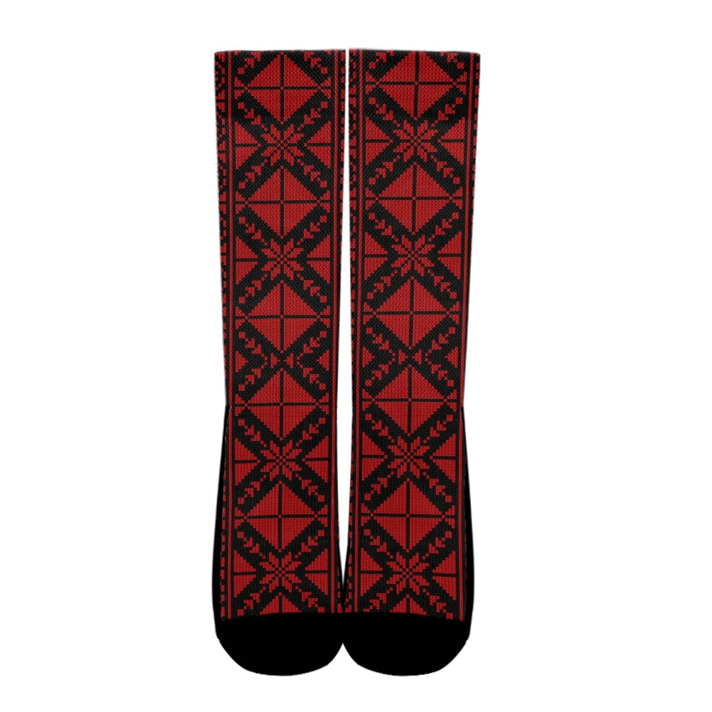 Palestinian Tatreez Print Crew Socks