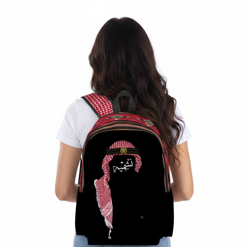 Woman نشميه Jordanian Large Capacity Oxford Backpack with Cloth Side Pockets