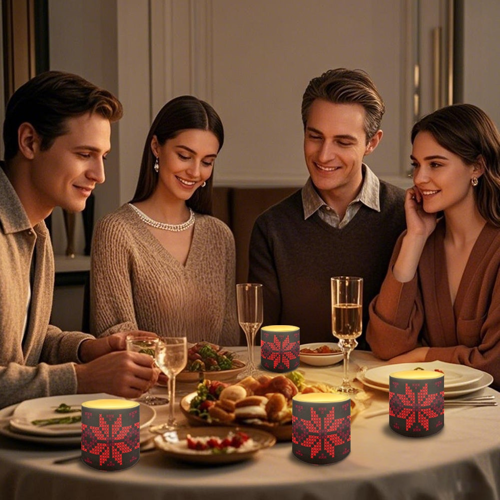 Set of four 3-Inch LED Remote Control Candles – Palestinian Tatreez Design