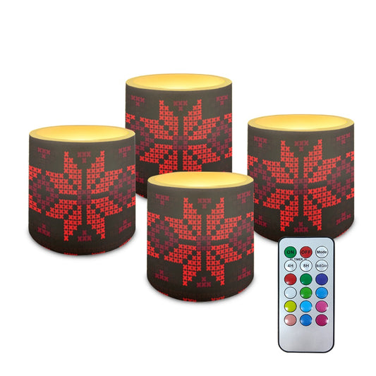 Set of four 3-Inch LED Remote Control Candles – Palestinian Tatreez Design