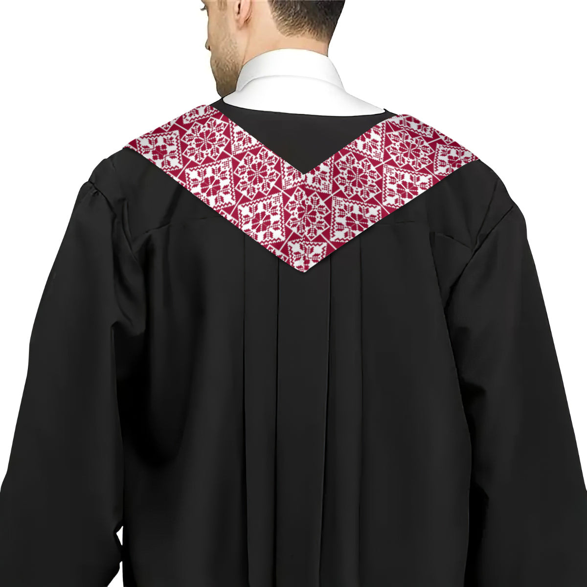 Palestinian Tatreez Print Graduation Stole, Red