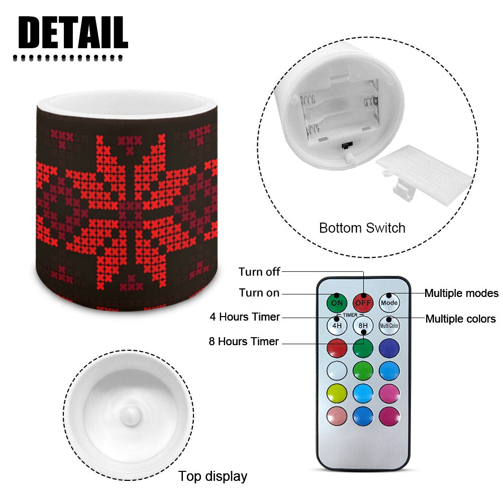 Set of four 3-Inch LED Remote Control Candles – Palestinian Tatreez Design