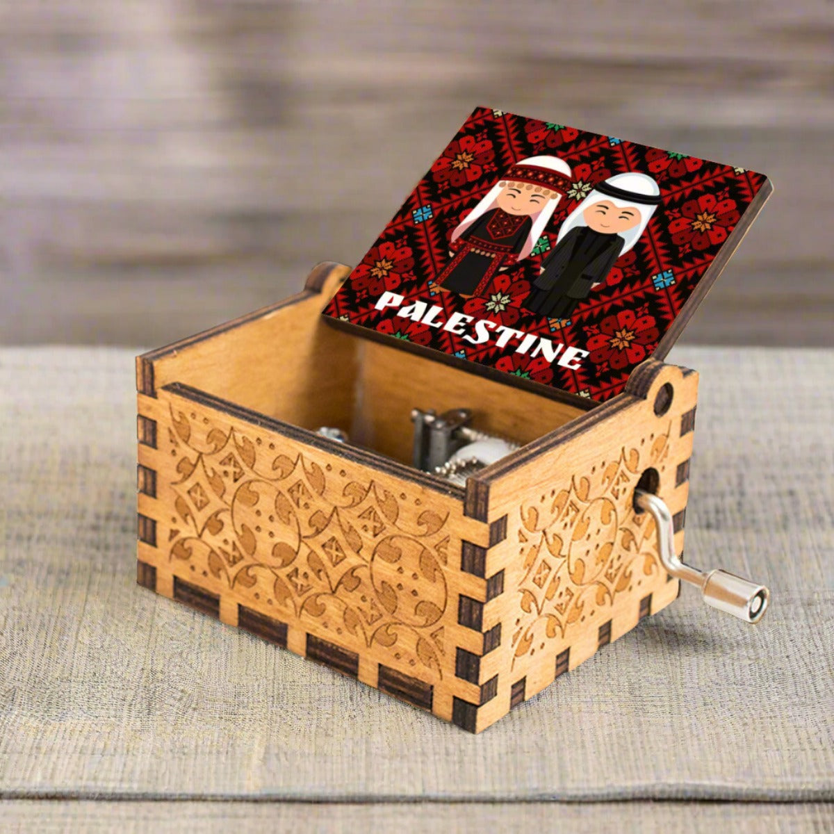 Free Palestine Music Box, Pine Wood, Unique Gift, Henna Favors