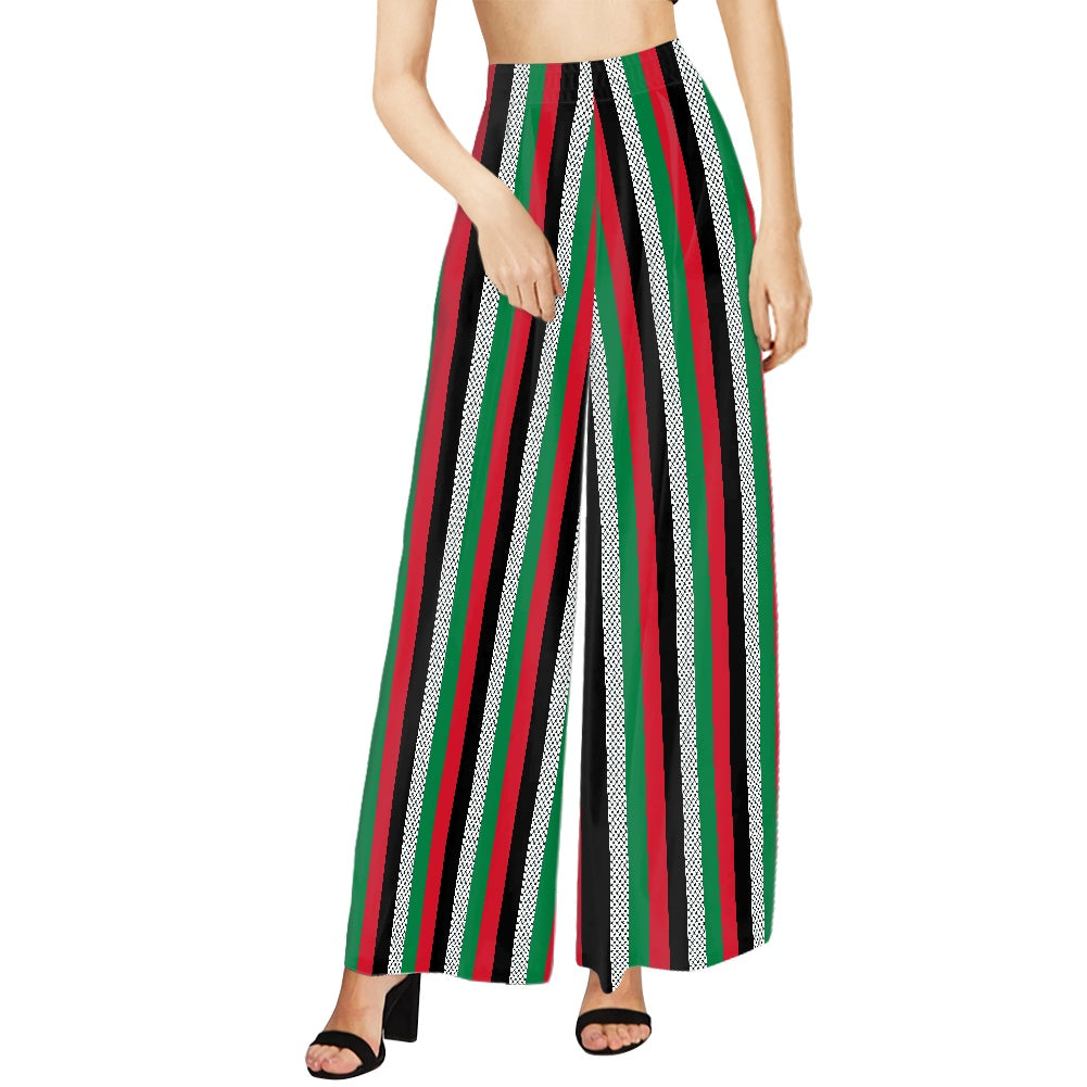 Palestinian flag stripes wide leg pants