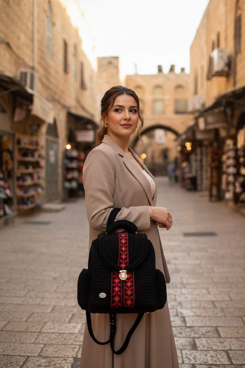 Palestinian Handmade Crochet Tatreez Backpack