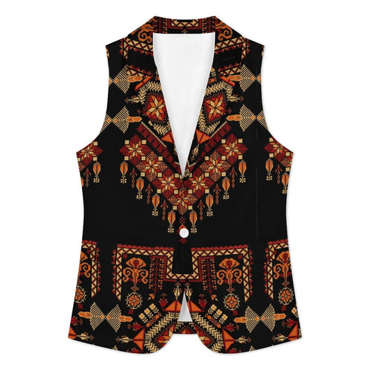 Palestinian Tatreez print Women Sleeveless Blazer Women's suit vest