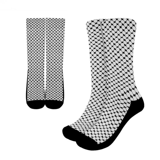 Palestinian Keffiyeh Crew Socks, Unisex Socks