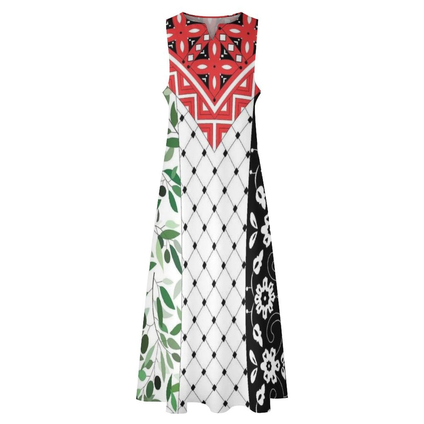 Palestinian Flag Keffiyeh Solidarity Sleeveless Long Dress