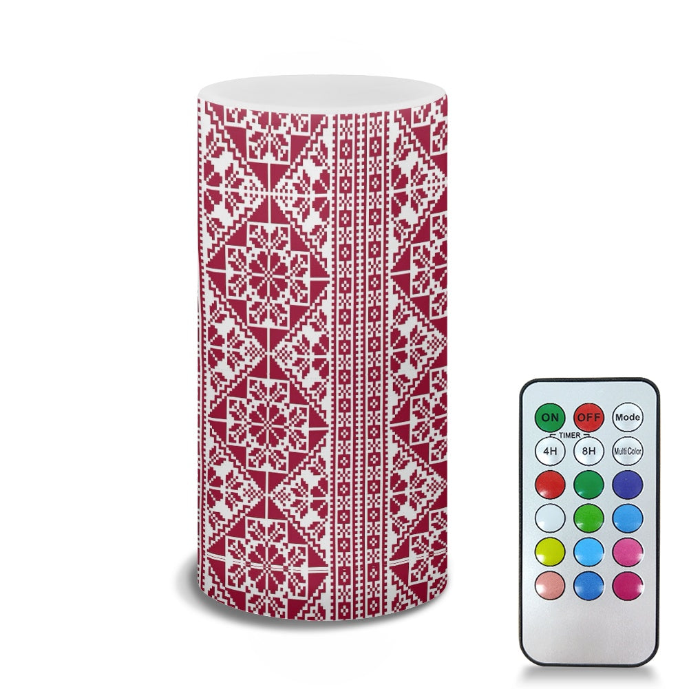 Single 6-Inch LED Remote Control Candle – Palestinian Tatreez Design